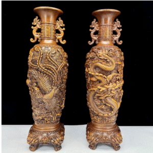 A pair of floor-standing vases (dragon and phoenix vases)